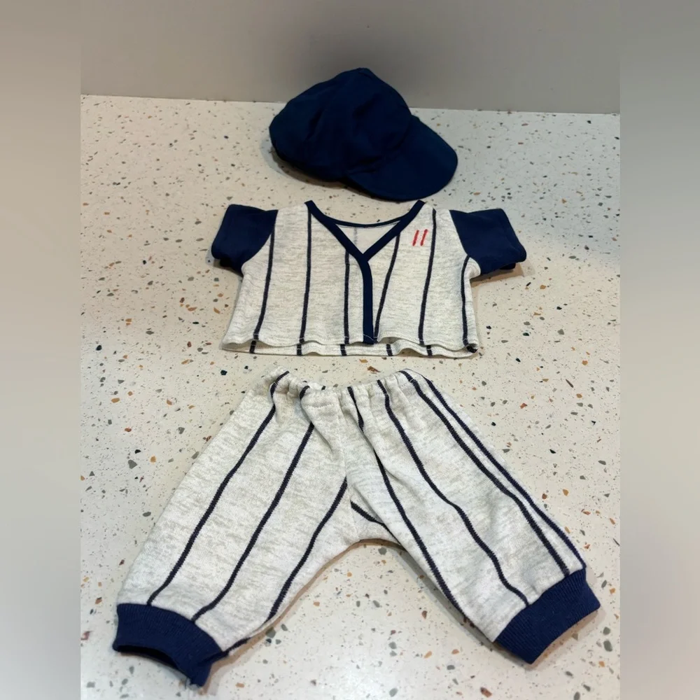 Vintage Baseball Striped Doll Outfit with‎ Cap #11 Blue, Gray